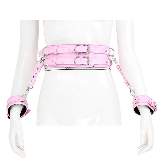 Leather Handcuffs with waist belt